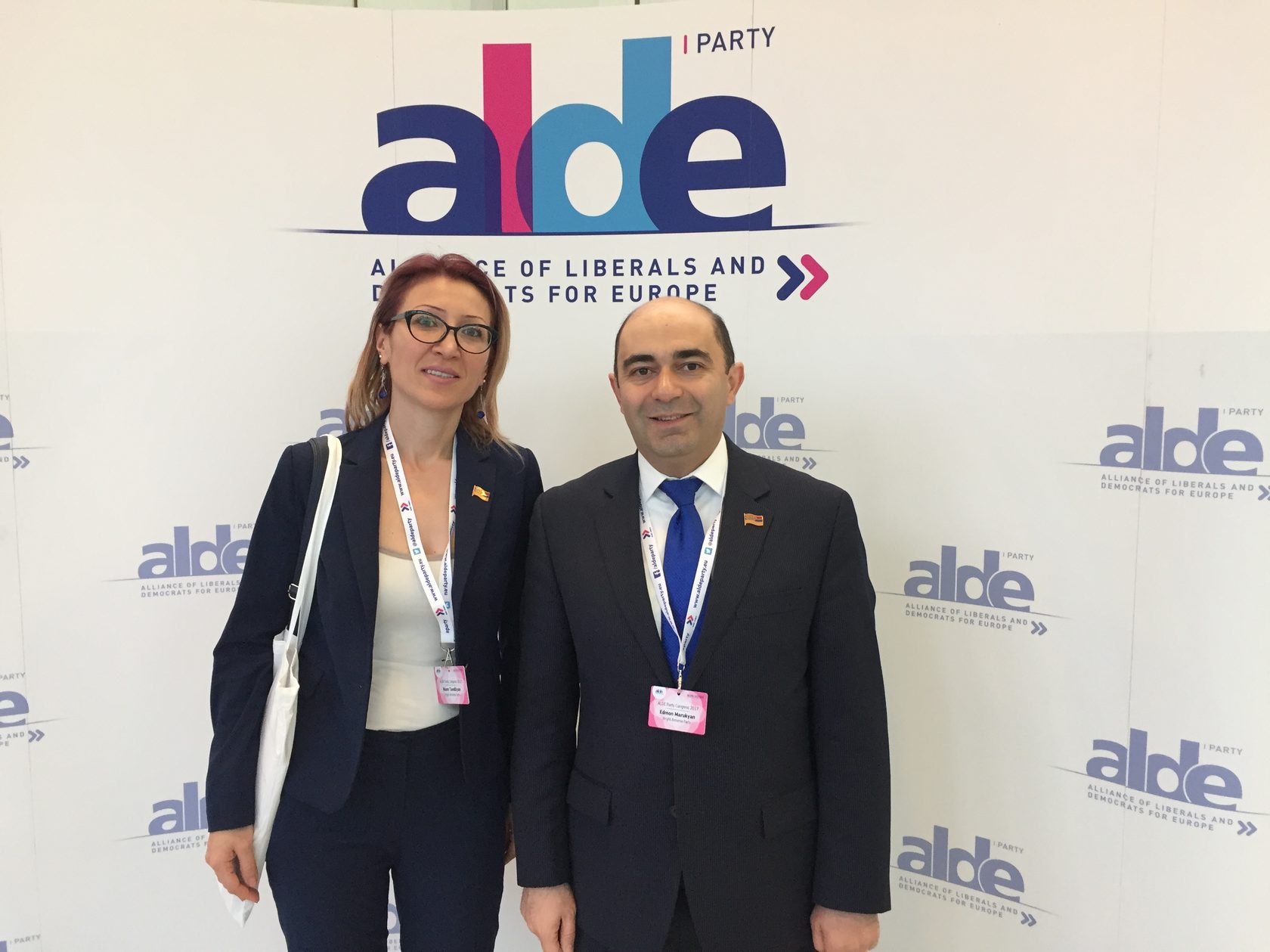 MP Mane Tandilyan and I at the meeting of the Alliance of Liberals and Democrats for Europe Party